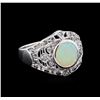 Image 1 : 1.02ct Opal and Diamond Ring - 18KT White Gold