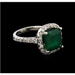 4.20ct Emerald and Diamond Ring - 14KT White Gold