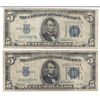 Image 1 : 1934 $5 Silver Certificate Currency Lot of 2