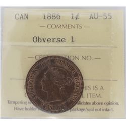 1886 1¢ AU-55 Obv 1 ICCS