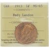 Image 1 : 1913 1¢ MS-65 Gem Red ICCS. Lustrous Ex Landon Colection.