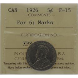 1926 5¢ F-15 Far 6 Marks ICCS