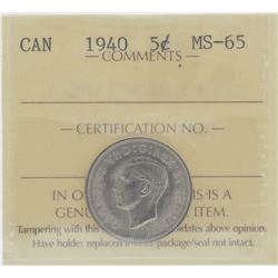 1940 5¢ MS-65 Gem ICCS