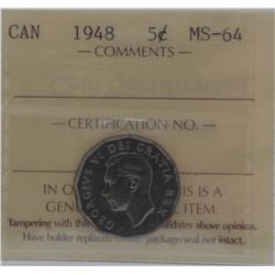 1948 5¢ MS-64 ICCS