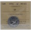 Image 1 : 1954 5¢ MS-65 Gem ICCS