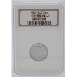 1954 5¢ MS-66 Gem NGC Pitman Collection