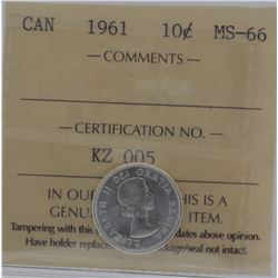 1961 10¢ MS-66 Gem ICCS