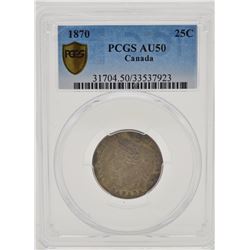 1870 25¢ AU-50 PCGS