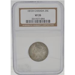 1872H 25¢ VF-35 NGC