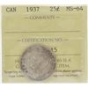 Image 1 : 1937 25¢ MS-64 ICCS