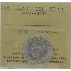 1943 25¢ MS-60 ICCS