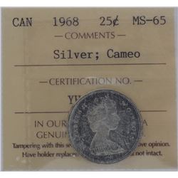 1968 25¢ MS-65 Gem Silver Cameo ICCS