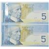 Image 3 : 2 x $5 Canada 2006 Matching Serial APK/APF2361323