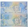 Image 1 : 2 x $5 Canada 2002/2006 Fancy Serial