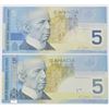 Image 2 : 2 x $5 Canada 2002/2006 Fancy Serial