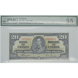 1937 Canada $20 AU-55 PMG K/E9923641