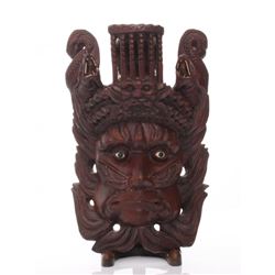 Early 20th Century Chinese rosewood carved mask with in