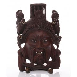 Early 20th Century Chinese rosewood carved mask with in