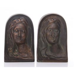 Two(2) Art Nouveau bronze bookends signed "Gormley".  S