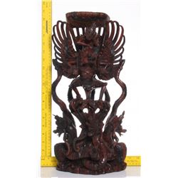 Antique Balinese rosewood carving of Vishnu riding Garu