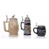 Image 3 : Three(3) Stein mugs.  Two made in Germany and one made