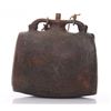 Image 1 : 19th Century wood pilgrim's flask with oval, black-smit