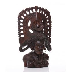 Vintage Balinese rosewood carving of god.  SIZE: see at