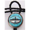 Image 2 : Zuni Native American Bola tie with silver and inlaid tu