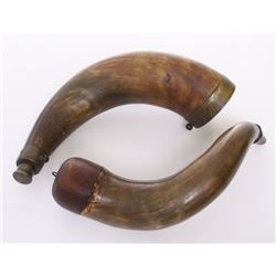 Antique gun powder flask made from animal horn.  SIZE: