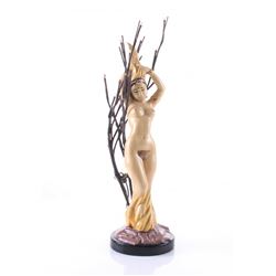 India nude princess lamp with lighted tree tips.  SIZE: