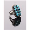 Image 1 : Eight stone cluster of turquoise stone mounted with a p