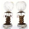 Image 2 : Two(2) vintage globe lamps with cherubs and a marble ba