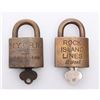 Image 1 : Two(2) Antique rail road locks.  Markings: Rock Island