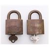 Image 2 : Two(2) Antique rail road locks.  Markings: Rock Island
