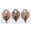 Image 1 : Three(3) Vintage rail road heart shape locks.  Markings