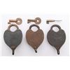 Image 2 : Three(3) Vintage rail road heart shape locks.  Markings
