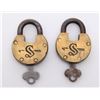 Image 1 : Two(2) Antique rail road locks.  Markings: S  SIZE: see