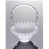 Image 1 : Vintage glass basket.  SIZE: see attached ruler photo.