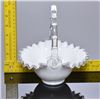 Image 5 : Vintage glass basket.  SIZE: see attached ruler photo.