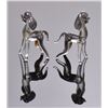 Image 4 : Two (2) silver and glass dog figurines.  SIZE: see atta