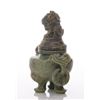 Image 7 : Chinese carved soapstone vase with lid.  The neck flank