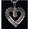 Image 3 : Sterling silver heart shaped pendant with CZ baguette d