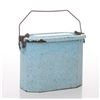 Image 1 : Antique French enamel cobalt lunch box.  SIZE: see atta