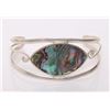 Image 1 : Vintage sterling silver bangle with abalone shell .   S