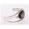 Image 2 : Vintage sterling silver bangle with inlaid abalone shel