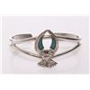 Image 1 : Sterling silver phoenix bangle with turquoise chips.  S