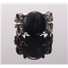 Image 1 : Sterling silver ring with large onyx center stone and m