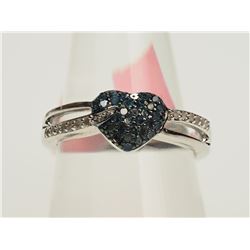 #2-STERLING SILVER BLUE DIAMOND & WHITE DIAMOND