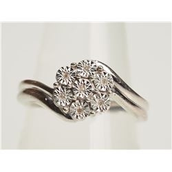 #6-STERLING SILVER DIAMOND RING