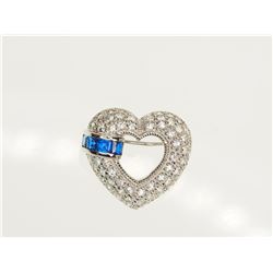 #8-STERLING SILVER CZ 'HEART' BROOCH
